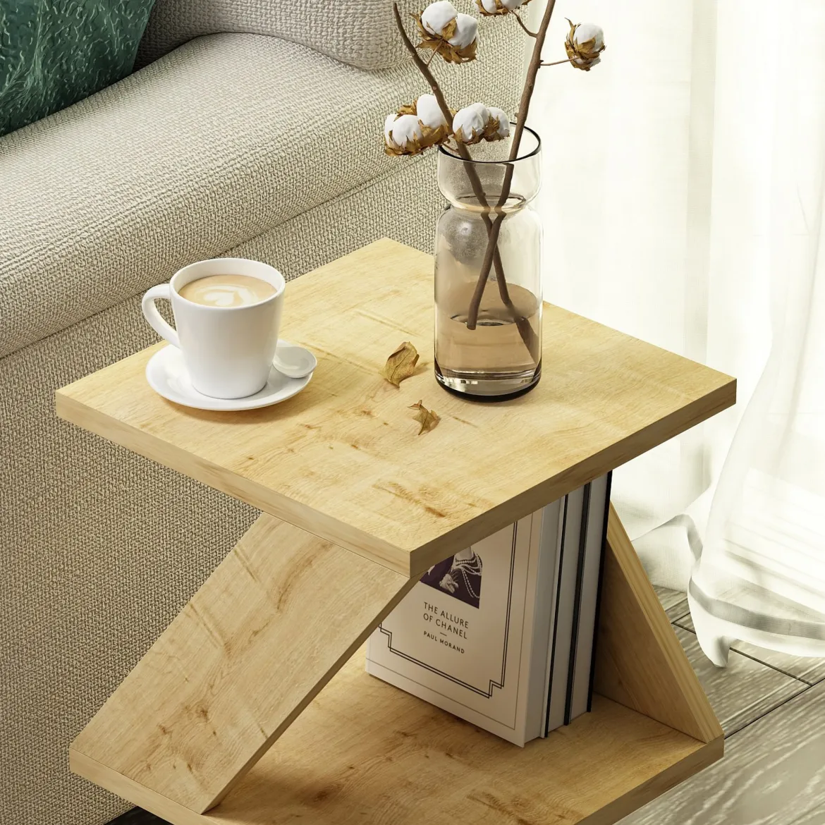 Tavolino da Salotto Marrone Rovere 2 Vani Forma Rettangolare 30x30x50h cm, Sfumatura Colore Ripiano Rovere - Rubiana