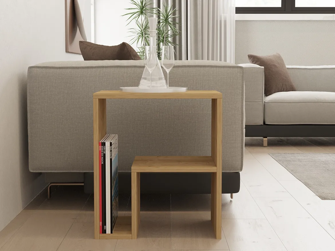 Tavolino da Salotto Marrone Rovere 2 Vani Forma Rettangolare 45x30x52h cm, Sfumatura Colore Ripiano Rovere - Vocca