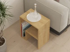 Tavolino da Salotto Marrone Rovere 2 Vani Forma Rettangolare 45x30x52h cm, Sfumatura Colore Ripiano Rovere - Vocca