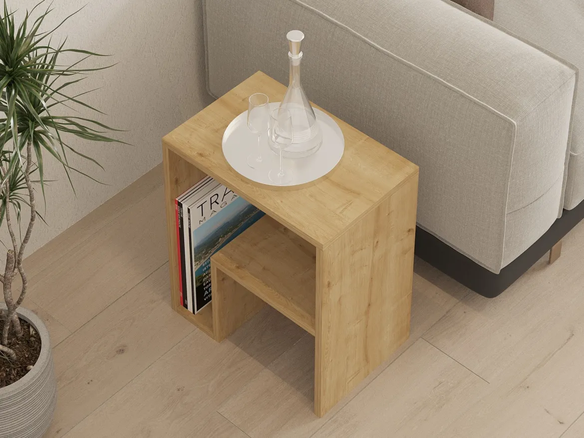 Tavolino da Salotto Marrone Rovere 2 Vani Forma Rettangolare 45x30x52h cm, Sfumatura Colore Ripiano Rovere - Vocca