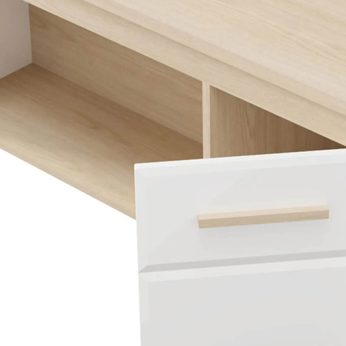 Tavolino da Salotto Marrone Rovere Bianco Opaco con Piedini 2 Vani 120x55x50h cm, Forma Rettangolare - Niella