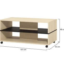 Tavolino da Salotto Marrone Rovere Effetto Fume Forma Rotonda 75x75x35h cm, Materiale Struttura in Vetro - Nila