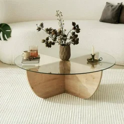 Tavolino da Salotto Marrone Rovere Forma Ovale Materiale Piano in Legno Nobilitato 120x65x40h cm, Colore Ripiano Marrone - Parona