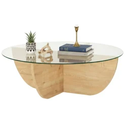 Tavolino da Salotto Marrone Rovere Forma Ovale Materiale Piano in Legno Nobilitato 120x65x40h cm, Colore Ripiano Marrone - Parona