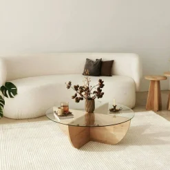 Tavolino da Salotto Marrone Rovere Forma Ovale Materiale Piano in Legno Nobilitato 120x65x40h cm, Colore Ripiano Marrone - Parona