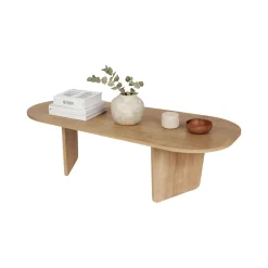 Tavolino da Salotto Marrone Rovere Forma Ovale Materiale Piano in Legno Nobilitato 130x65x40h cm, Colore Ripiano Marrone - Dozza