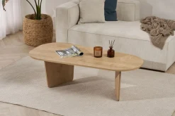 Tavolino da Salotto Marrone Rovere Forma Ovale Materiale Piano in Legno Nobilitato 130x65x40h cm, Colore Ripiano Marrone - Dozza