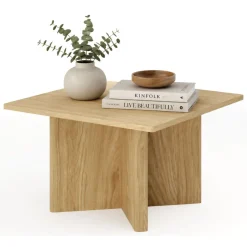 Tavolino da Salotto Marrone Rovere Forma Quadrato Colore Ripiano Marrone 80x80x49h cm, Sfumatura Colore Struttura Rovere - Kasinaba