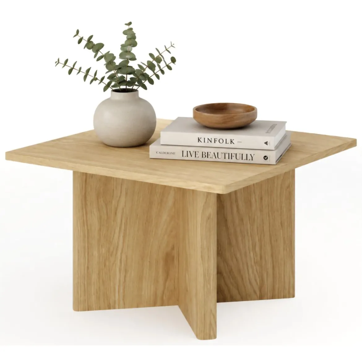 Tavolino da Salotto Marrone Rovere Forma Quadrato Colore Ripiano Marrone 80x80x49h cm, Sfumatura Colore Struttura Rovere - Kasinaba