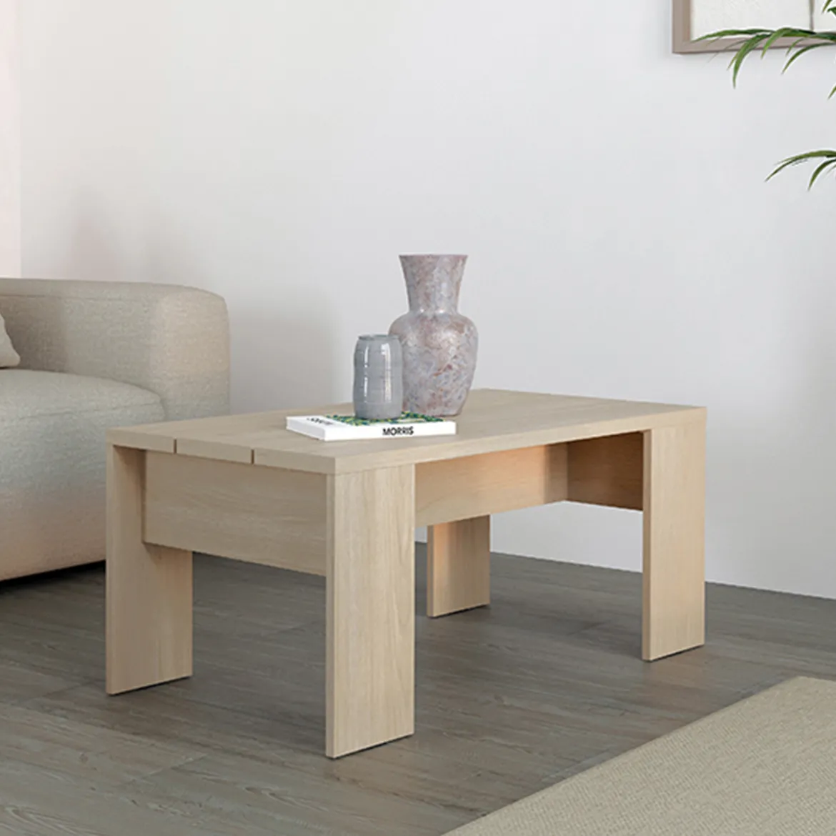 Tavolino da Salotto Marrone Rovere Forma Rettangolare Colore Ripiano Marrone 90x50x43h cm, Sfumatura Colore Struttura Rovere - Riposto