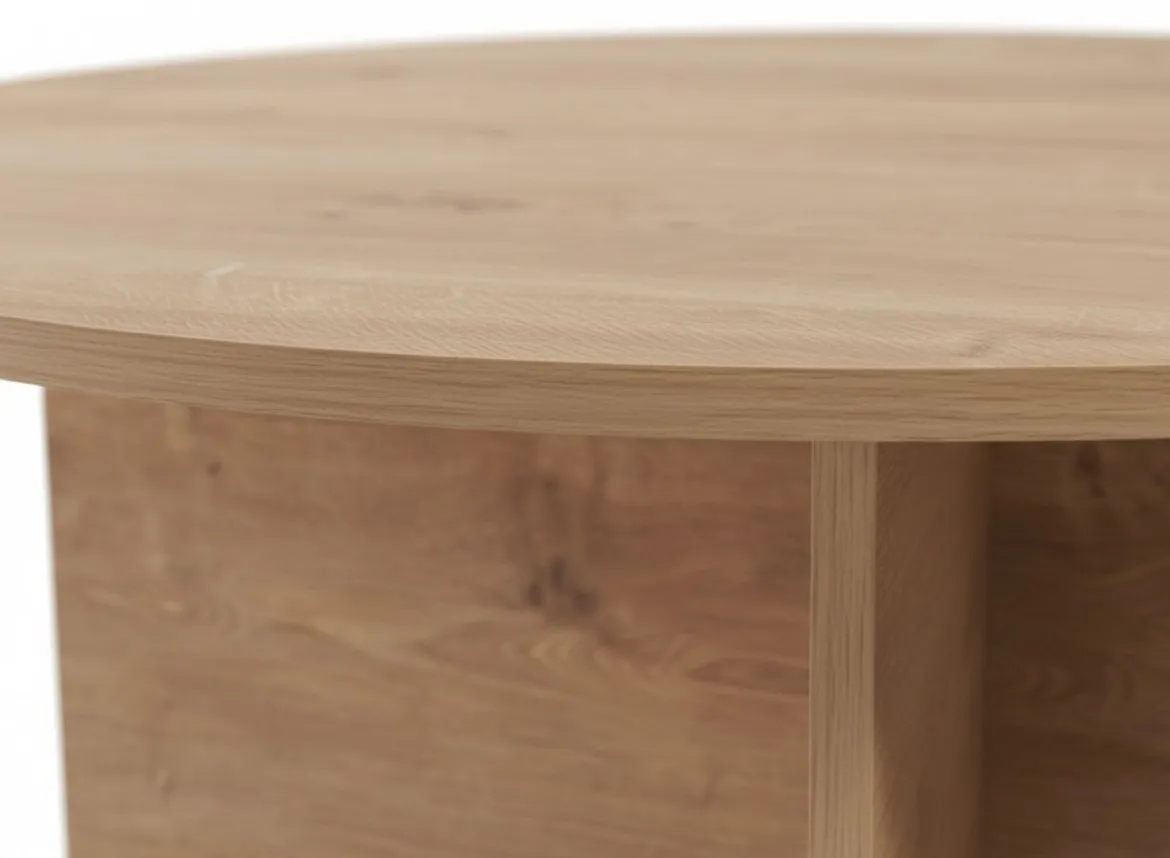 Tavolino da Salotto Marrone Rovere Forma Rotondo Materiale Piano in Legno Nobilitato 90x90x40h cm, Colore Ripiano Marrone - Simbario