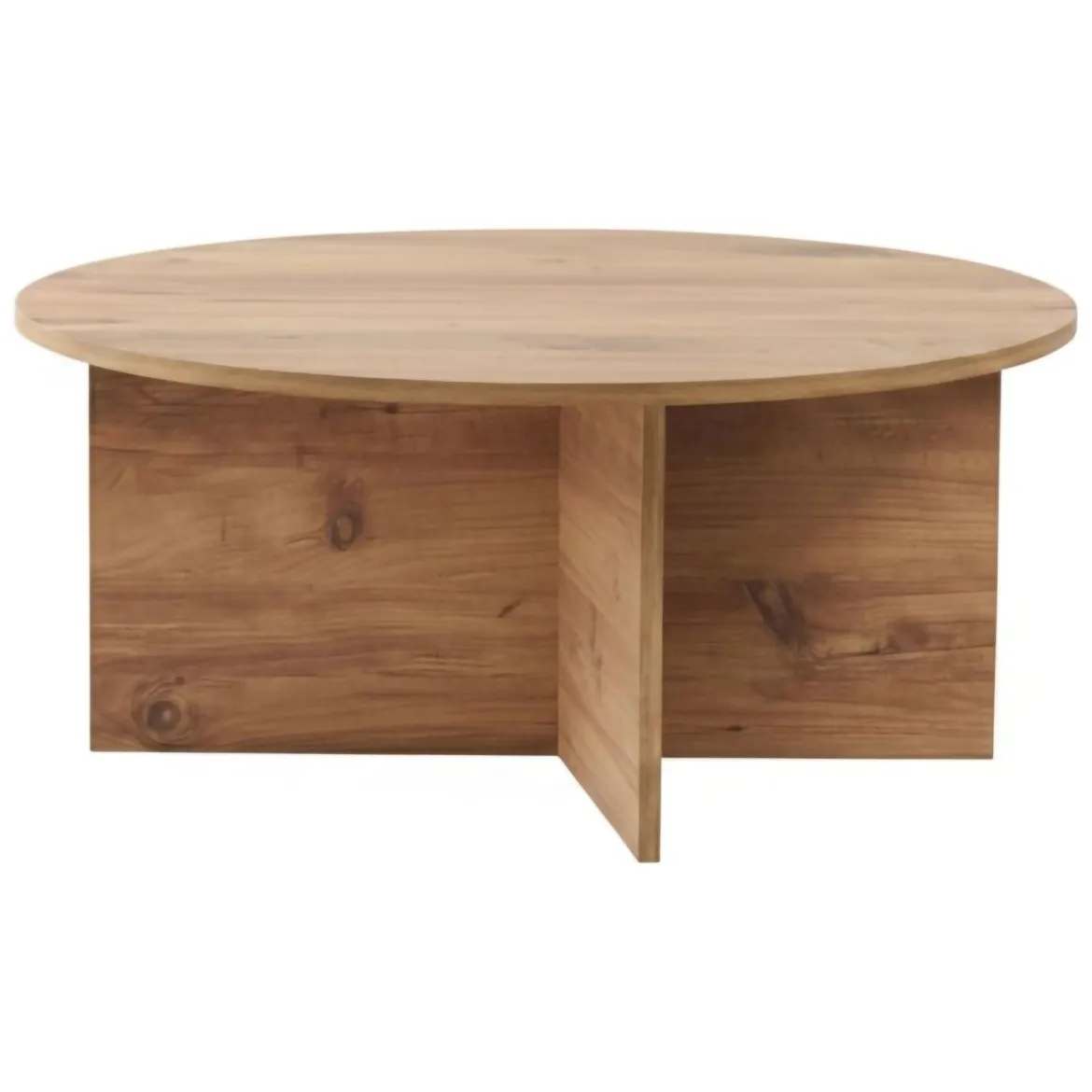 Tavolino da Salotto Marrone Rovere Forma Rotondo Materiale Piano in Legno Nobilitato 90x90x40h cm, Colore Ripiano Marrone - Simbario