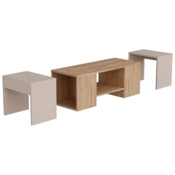 Tavolino da Salotto Marrone Rovere Grigio Tortora un Vano Forma Rettangolare 100x40x37h cm, Colore Ripiano Marrone - Usseglio