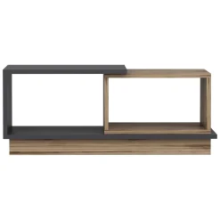 Tavolino da Salotto Marrone Rovere Nero Antracite 2 Vani con Piedini 90x50x39h cm, Forma Rettangolare - Parcines