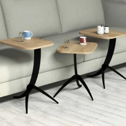 Tavolino da Salotto Marrone Rovere Nero Forma Rettangolare Materiale Piano in Legno Nobilitato 35x60x45h cm, Sfumatura Colore Struttura Rovere