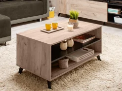 Tavolino da Salotto Marrone Rovere Nero set 3 Pezzi Forma Rettangolare 55x40x50h cm, Colore Ripiano Marrone - Crichi