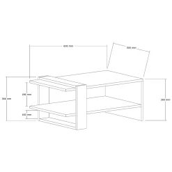 Tavolino da Salotto Marrone Rovere Nero un Vano Forma Rettangolare 80x50x35h cm, Colore Ripiano Marrone - Rogliano