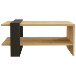 Tavolino da Salotto Marrone Rovere Nero un Vano Forma Rettangolare 80x50x35h cm, Colore Ripiano Marrone - Rogliano
