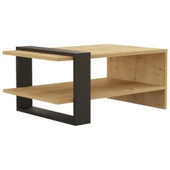 Tavolino da Salotto Marrone Rovere Nero un Vano Forma Rettangolare 80x50x35h cm, Colore Ripiano Marrone - Rogliano