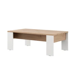 Tavolino da Salotto Marrone Rovere Nodi Bianco Opaco Forma Rettangolare Colore Ripiano Marrone 120x67x43h cm, Colore Struttura Bianco - Bertona