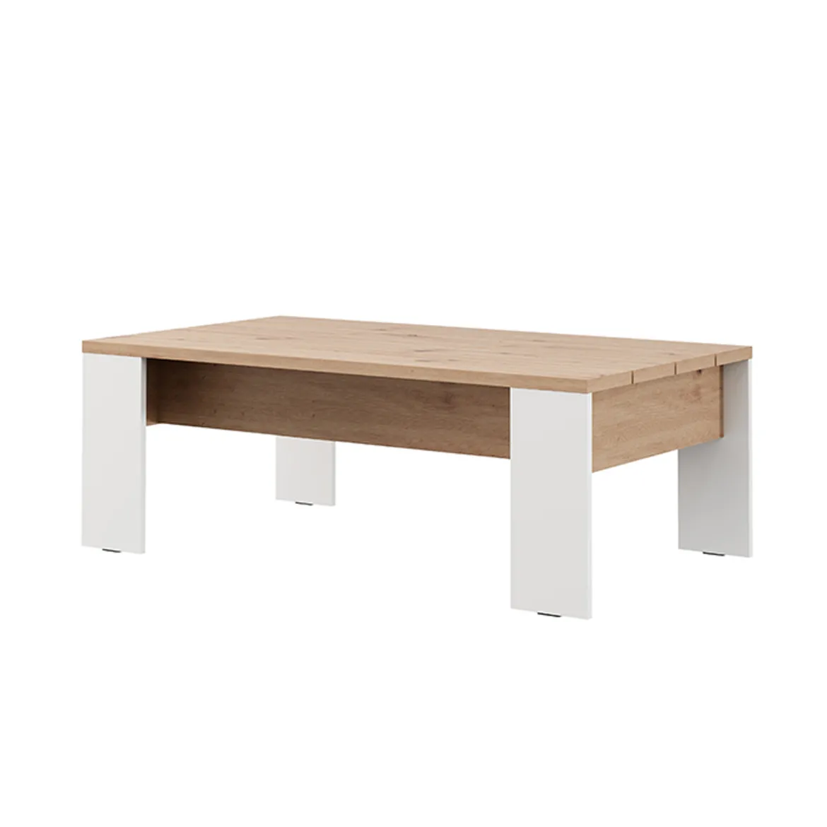 Tavolino da Salotto Marrone Rovere Nodi Bianco Opaco Forma Rettangolare Colore Ripiano Marrone 120x67x43h cm, Colore Struttura Bianco - Bertona