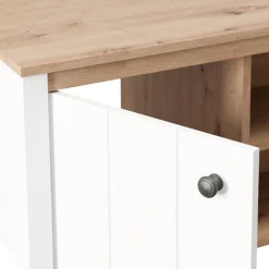 Tavolino da Salotto Marrone Rovere Nodi Bianco Piano Effetto Doghe Forma Quadrato 67x67x43h cm, Colore Ripiano Marrone - Magre