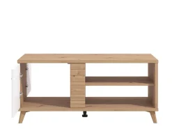 Tavolino da Salotto Marrone Rovere Nodi Bianco con Piedini 3 Vani 120x60x54h cm, Forma Rettangolare - Frati