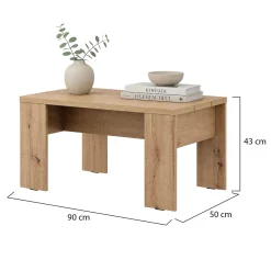 Tavolino da Salotto Marrone Rovere Nodi Forma Rettangolare Materiale Piano in Legno Nobilitato 120x45x30h cm, Colore Ripiano Marrone - Marmorito