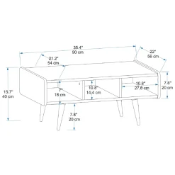 Tavolino da Salotto Marrone Rovere Nodi Nero con Piedini un Vano 101x55x46h cm, Forma Rettangolare - Cunico