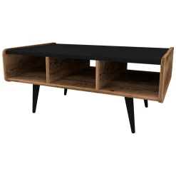 Tavolino da Salotto Marrone Rovere Nodi Nero con Piedini un Vano 101x55x46h cm, Forma Rettangolare - Cunico