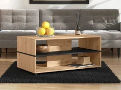 Tavolino da Salotto Marrone Rovere Nodi Nero un Cassetto con Piedini 100x60x4h cm, un Vano - Kasese