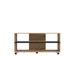 Tavolino da Salotto Marrone Rovere Nodi Nero un Cassetto con Piedini 100x60x4h cm, un Vano - Kasese
