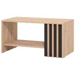 Tavolino da Salotto Marrone Rovere Nodi con Piedini un Vano 90x49.5x45.5h cm, Forma Rettangolare - Formia