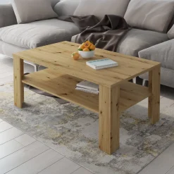 Tavolino da Salotto Marrone Rovere Nodi un Vano Forma Rettangolare 110x65x47h cm, Sfumatura Colore Ripiano Rovere Nodi - Rora