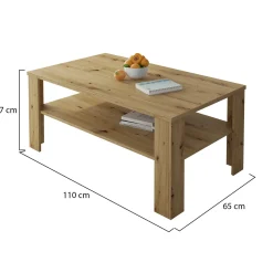 Tavolino da Salotto Marrone Rovere Nodi un Vano Forma Rettangolare 124x60x45h cm, Sfumatura Colore Ripiano Rovere Nodi - Pella