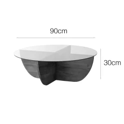 Tavolino da Salotto Marrone Rovere Portariviste Forma Rotonda 90x90x30h cm, Materiale Struttura in Vetro - Jolanda