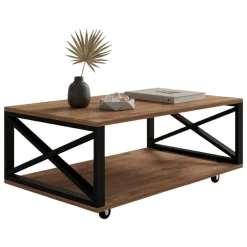 Tavolino da Salotto Marrone Rovere Scuro Nero set 3 Pezzi 3 Vani 70x70x38h cm, Forma Rotondo - Gignese