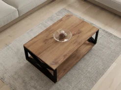 Tavolino da Salotto Marrone Rovere Scuro Nero set 3 Pezzi 3 Vani 70x70x38h cm, Forma Rotondo - Gignese