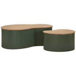 Tavolino da Salotto Marrone Rovere Verde set da 2 Colore Ripiano Marrone 37x58x92h cm, Materiale Struttura in Metallo - Kashan