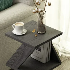 Tavolino da Salotto Nero Antracite Effetto Fume Forma Rettangolare 80x80x40h cm, Materiale Struttura in Vetro - Gran