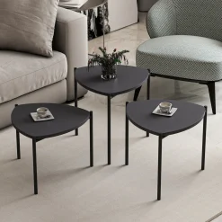 Tavolino da Salotto Nero Antracite Modulabile Forma Rettangolare 45x45x45h cm, Sfumatura Colore Ripiano Antracite - Carro