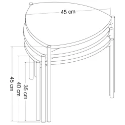 Tavolino da Salotto Nero Antracite Modulabile Forma Rettangolare 45x45x45h cm, Sfumatura Colore Ripiano Antracite - Carro