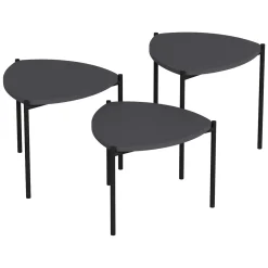 Tavolino da Salotto Nero Antracite Modulabile Forma Rettangolare 45x45x45h cm, Sfumatura Colore Ripiano Antracite - Carro