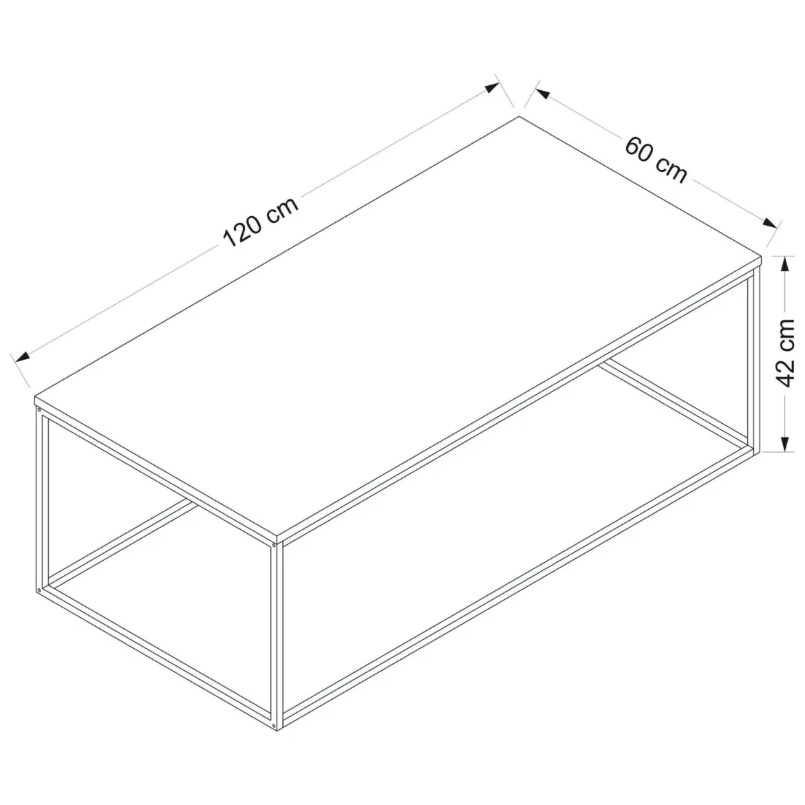 Tavolino da Salotto Nero Antracite Nero Forma Rettangolare Materiale Piano in Legno Nobilitato 120x60x42h cm, Sfumatura Colore Struttura Antracite