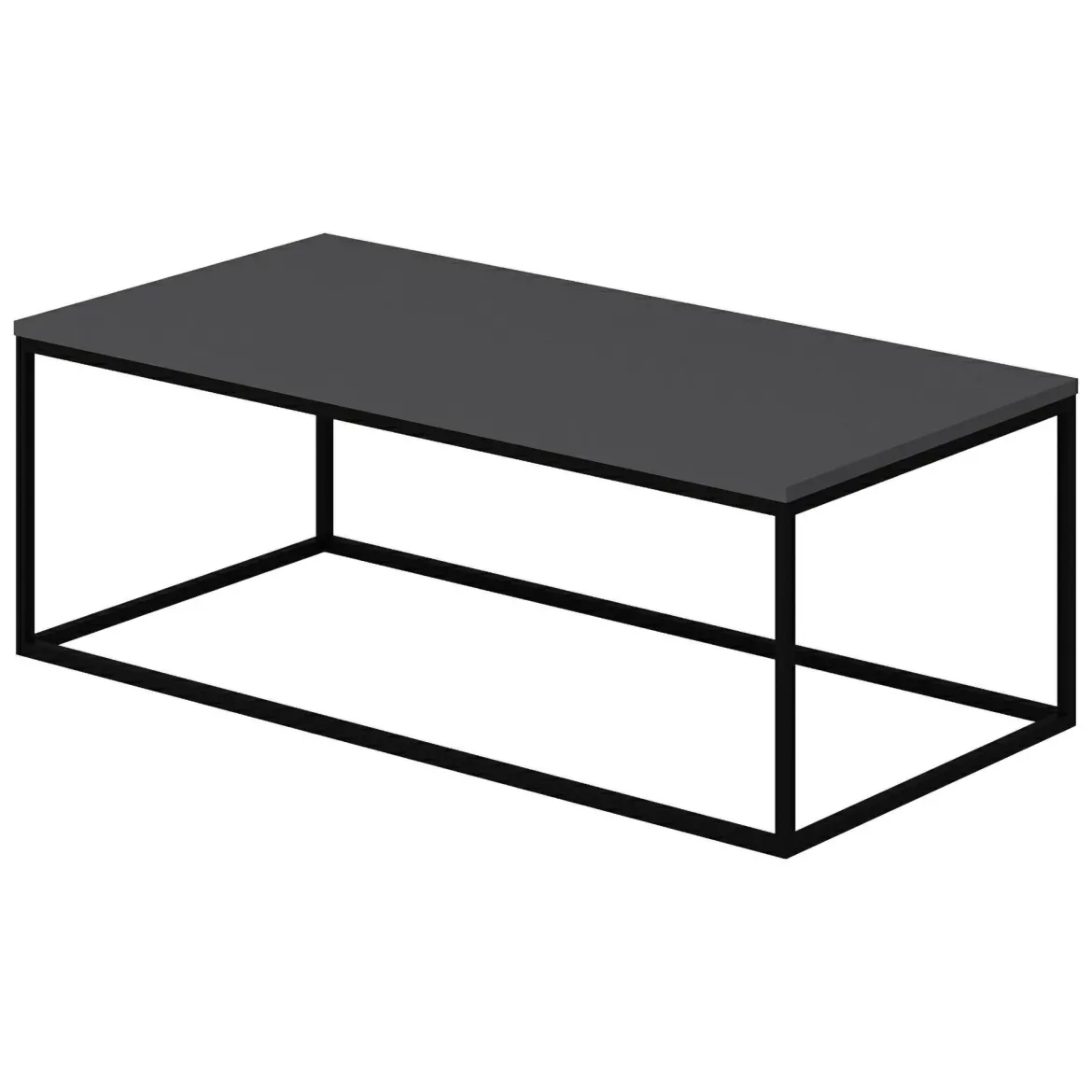 Tavolino da Salotto Nero Antracite Nero Forma Rettangolare Materiale Piano in Legno Nobilitato 120x60x42h cm, Sfumatura Colore Struttura Antracite