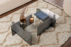 Tavolino da Salotto Nero Antracite Portariviste Forma Rettangolare 80x80x40h cm, Sfumatura Colore Struttura Antracite - Gran