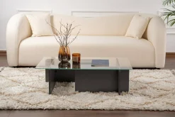 Tavolino da Salotto Nero Antracite Portariviste Forma Rettangolare 80x80x40h cm, Sfumatura Colore Struttura Antracite - Gran