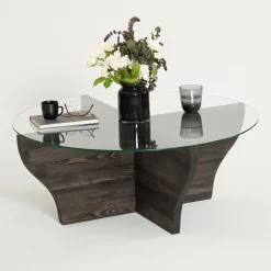 Tavolino da Salotto Nero Antracite Portariviste Forma Rotonda 92x92x36h cm, Sfumatura Colore Struttura Antracite - Califfi