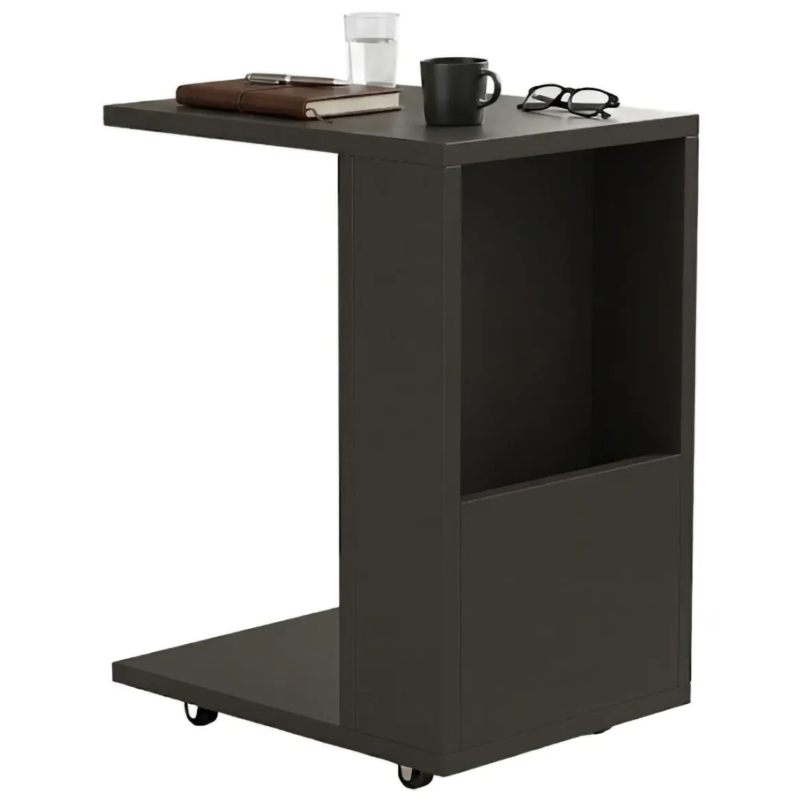 Tavolino da Salotto Nero Antracite oro 2 Cassetti con Piedini 97x60x44h cm, un Vano - Karo