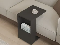 Tavolino da Salotto Nero Antracite oro 2 Cassetti con Piedini 97x60x44h cm, un Vano - Karo